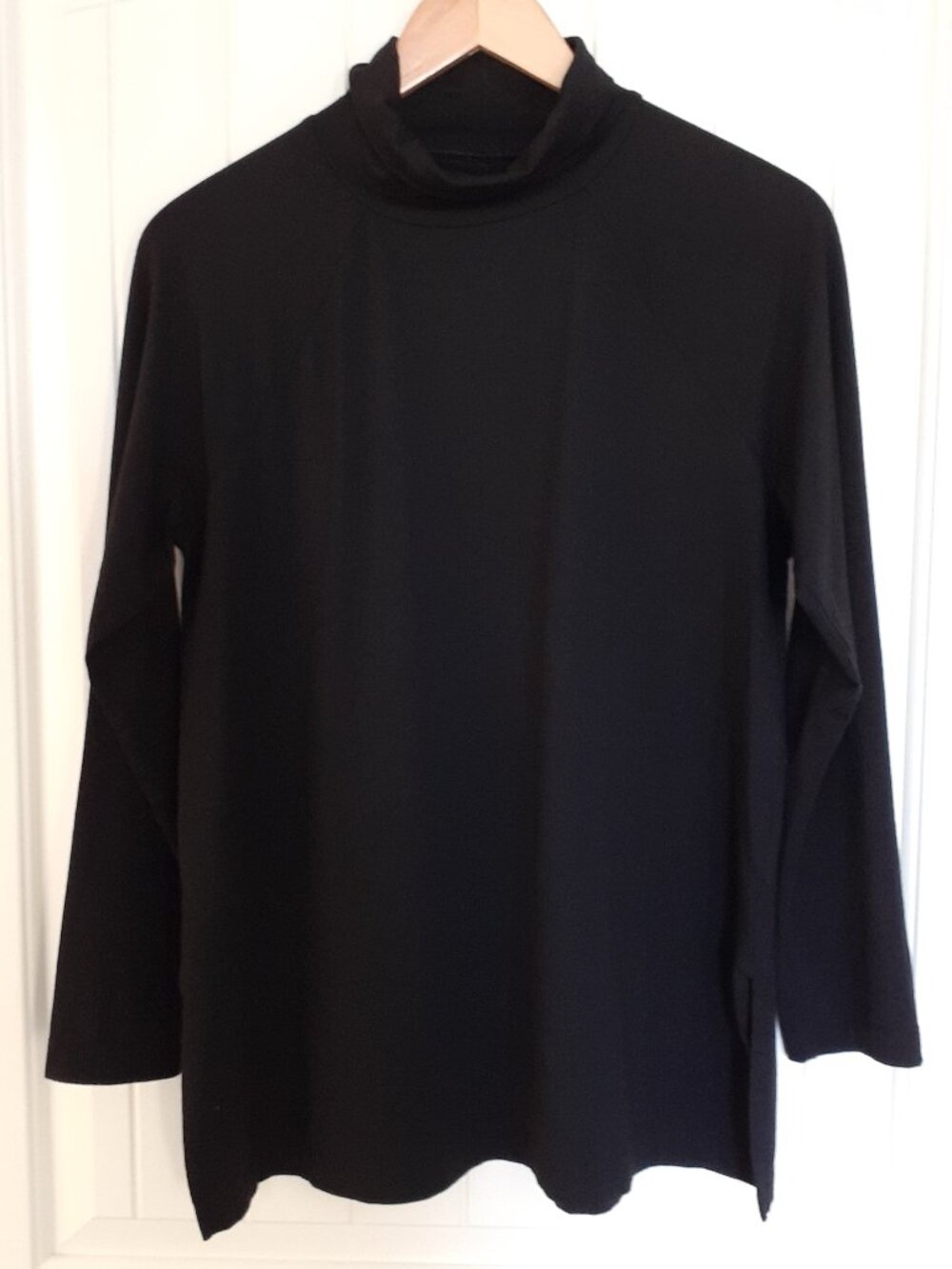 J. Jill Luxe Supima Everyday Turtleneck Tunic Black Size LP Petite